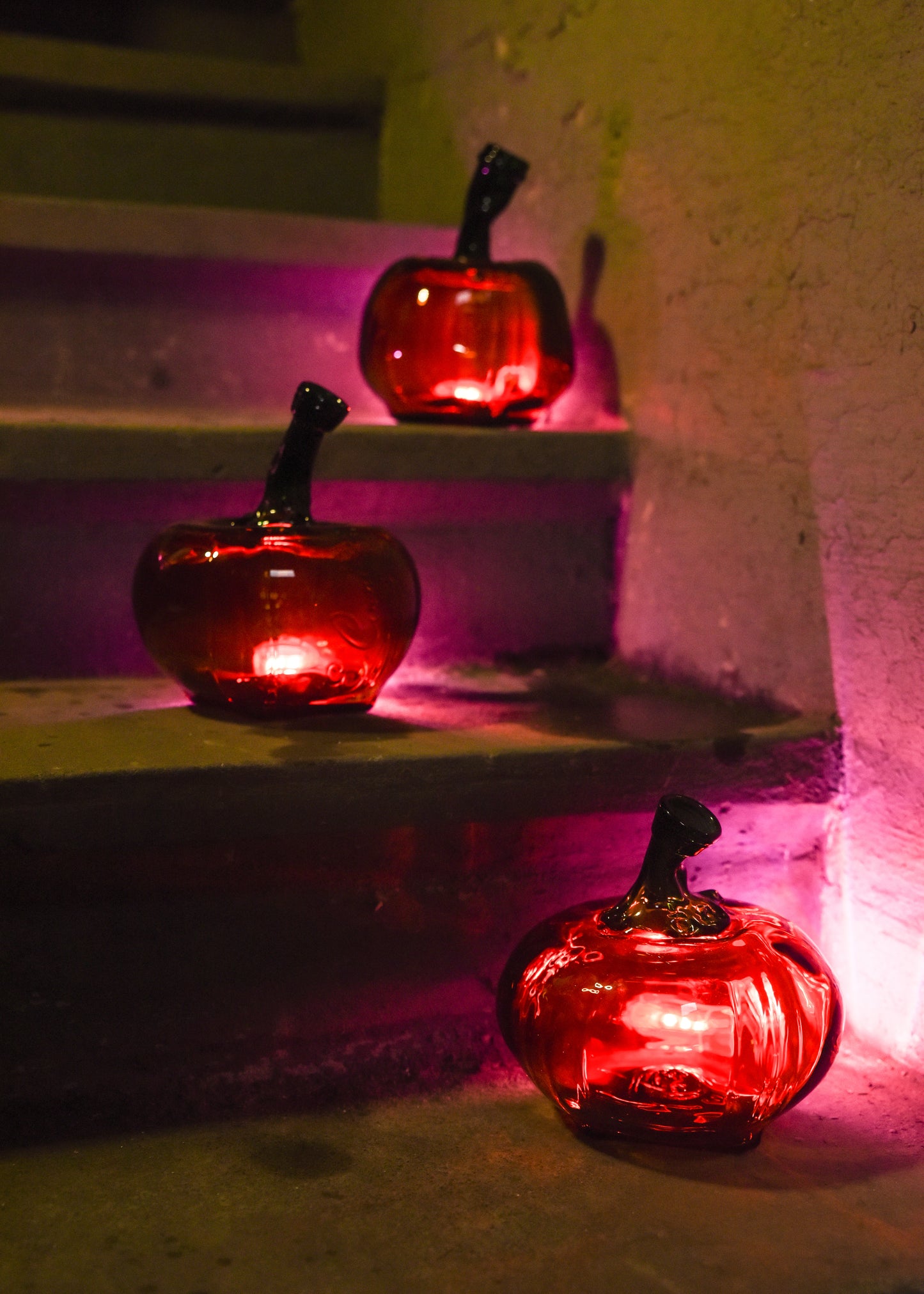 3 recycled glass pumpkin