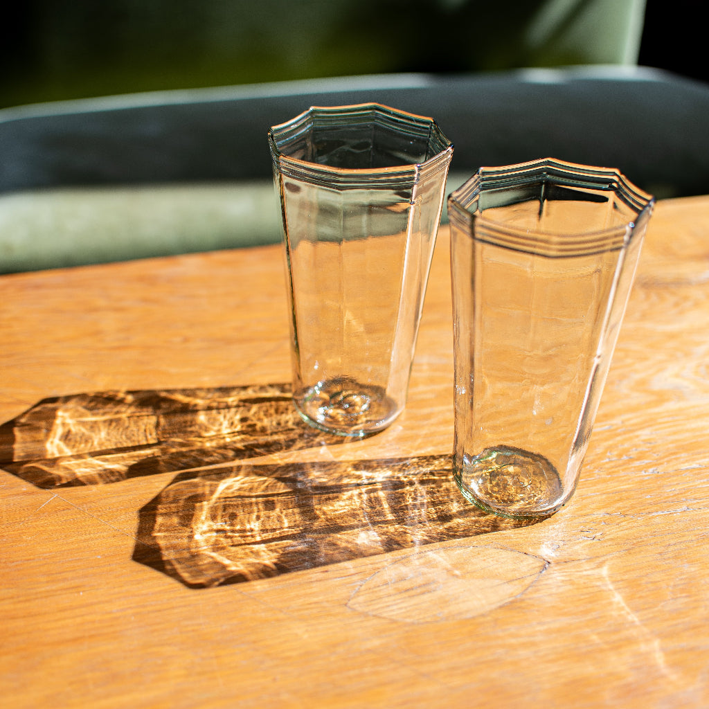 two glass crown cups