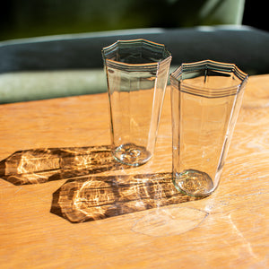 two glass crown cups