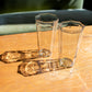 two glass crown cups