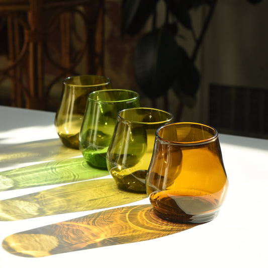 short glass set, sitting on table