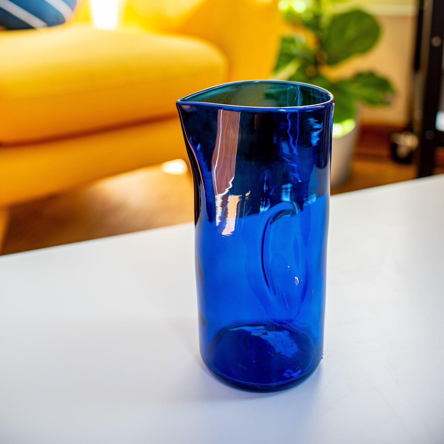 blue pitcher