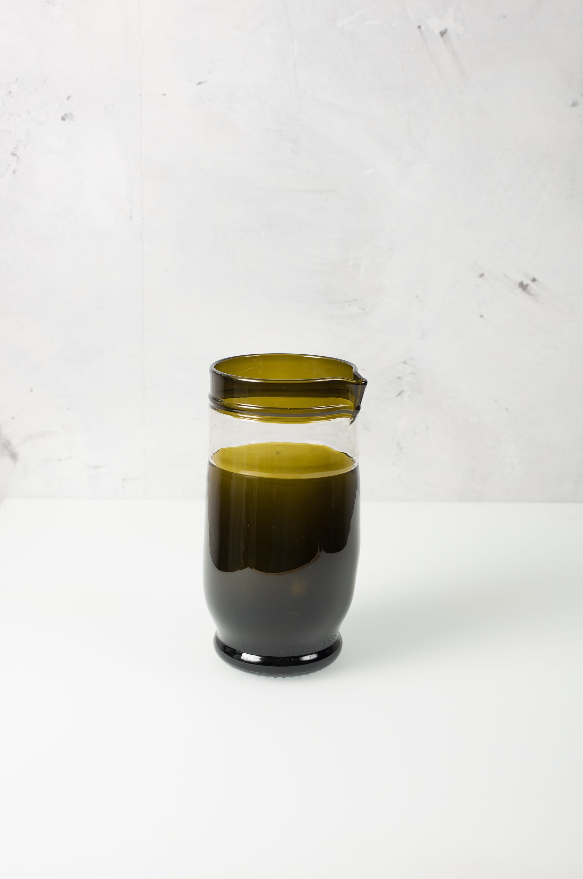 olive pitcher made from wedding champagne keepsake bottle