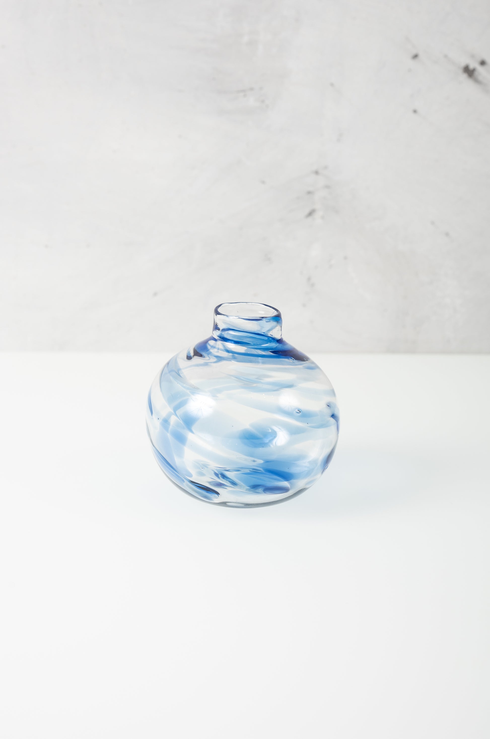 clear and blue bud vase made from jewish wedding breaking glass