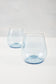 ice blue water or wine glasses made from recycled glass