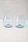 ice blue water or wine glasses made from recycled glass