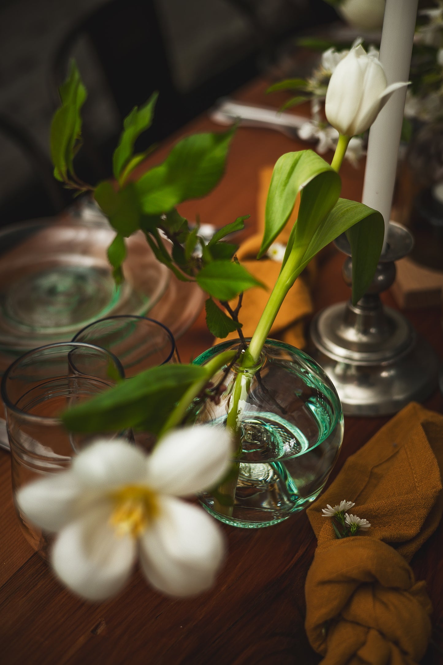 clear bud vase made from recycled glass