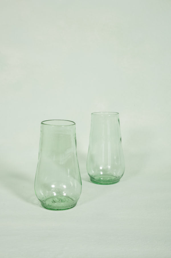 stemless champagne flutes made from recycled glass