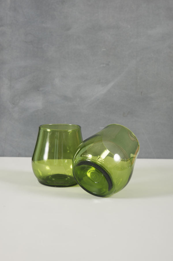 forest water or wine glasses made from recycled glass