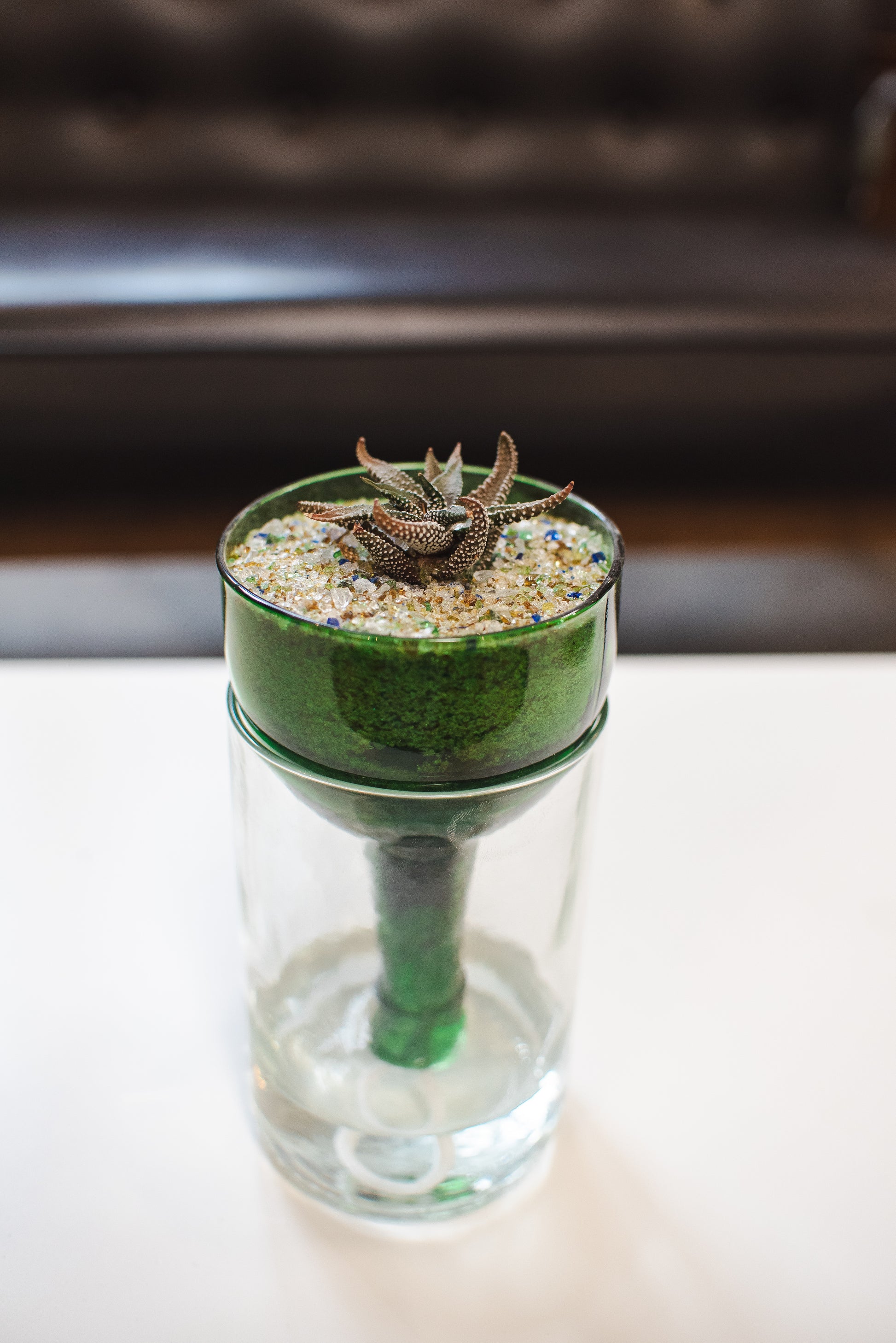 self watering glass bottle planter Self-watering Planter Made From Recycled Glass Aqua / Regular