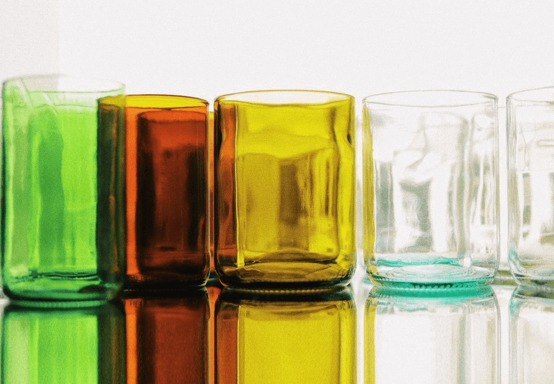 colored glass cups