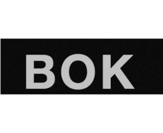Black and white logo for BOK