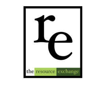 Black and green logo for Resource Exchange