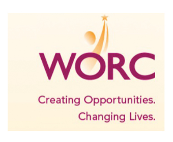 Purple and yellow logo for WORC
