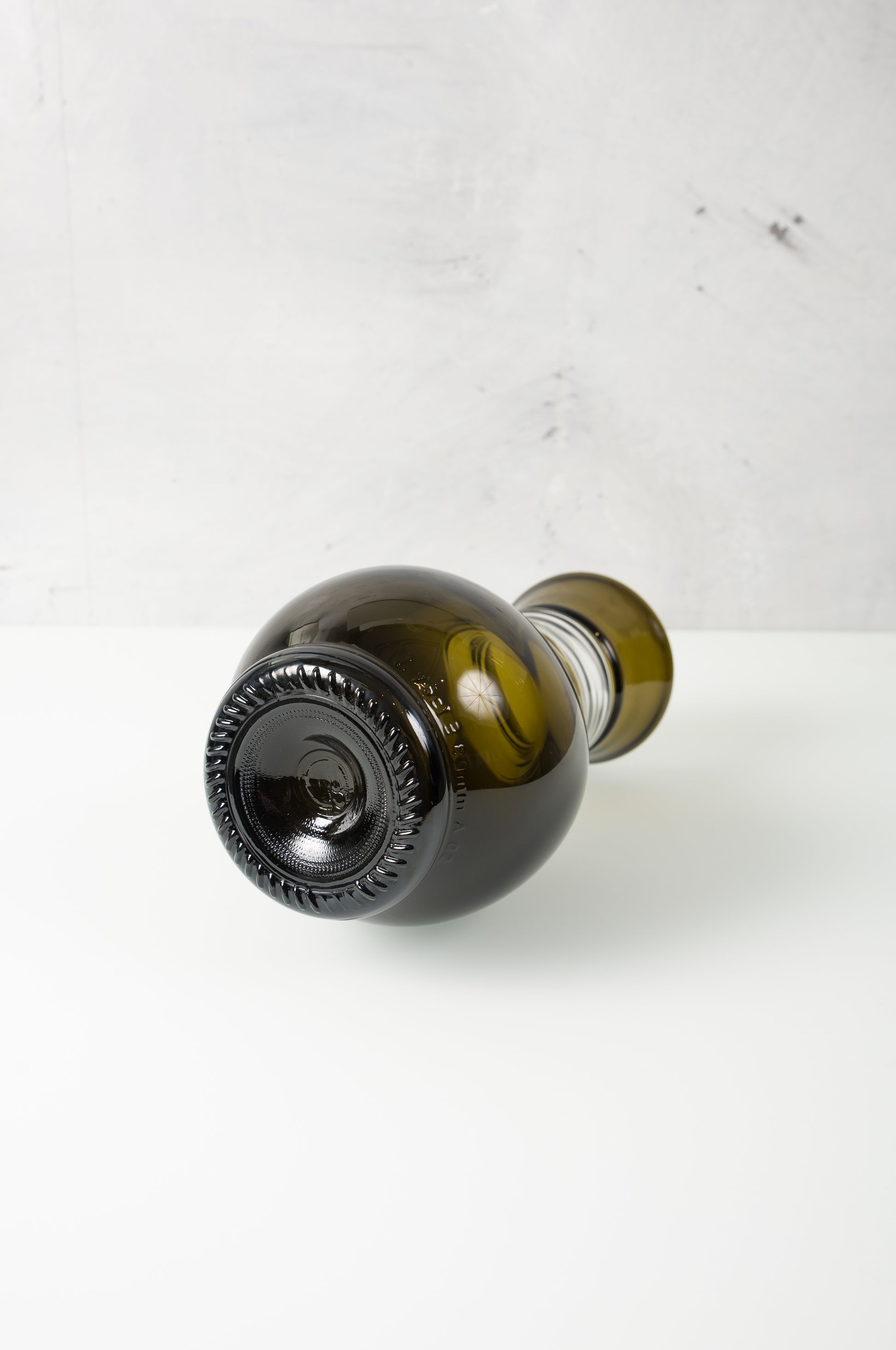 olive vase made from wedding champagne keepsake bottle upside down