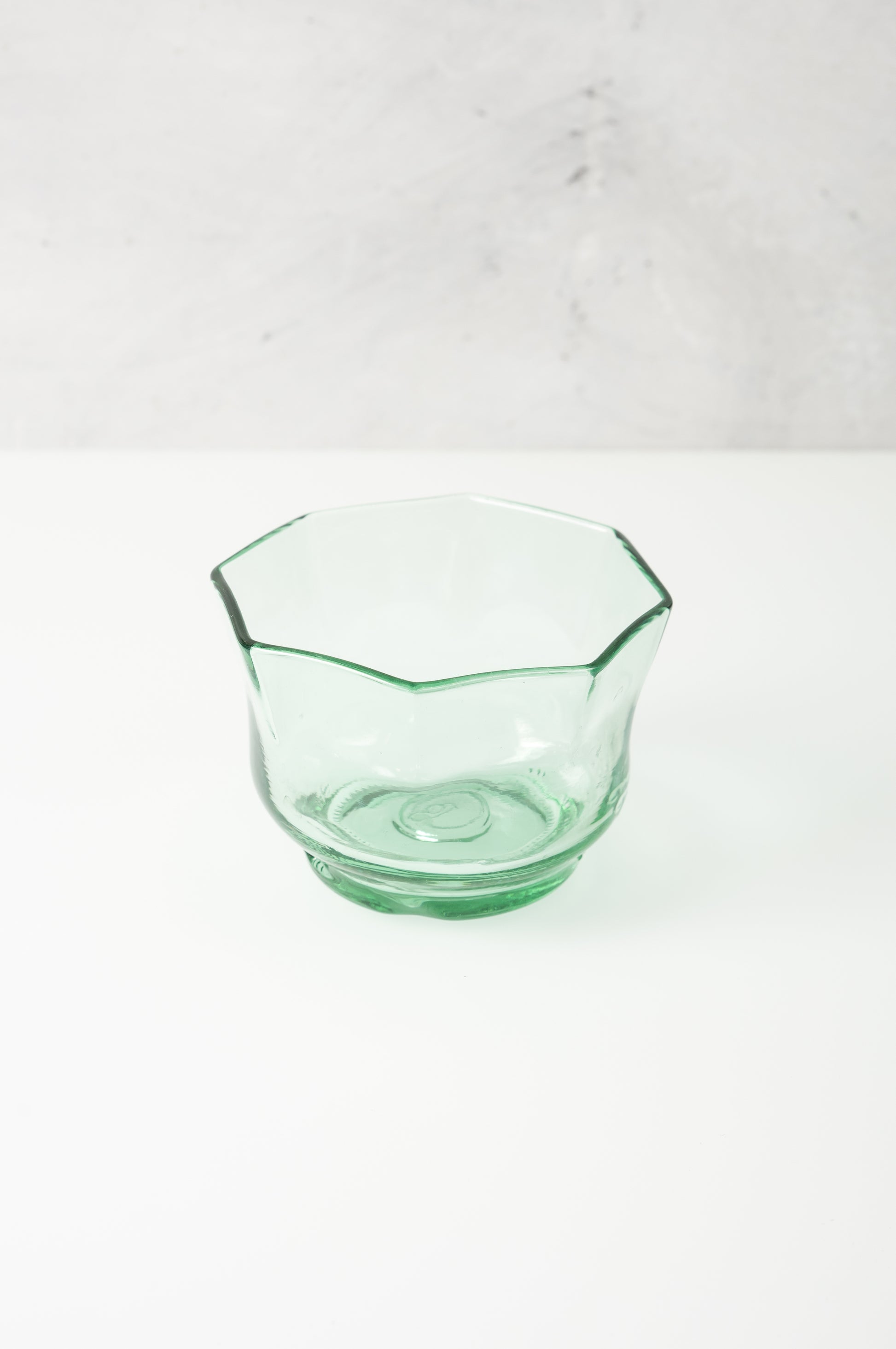 aqua octagonal snack bowl made from recycled glass