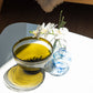 olive serving bowl made from wedding champagne keepsake bottle with flowers