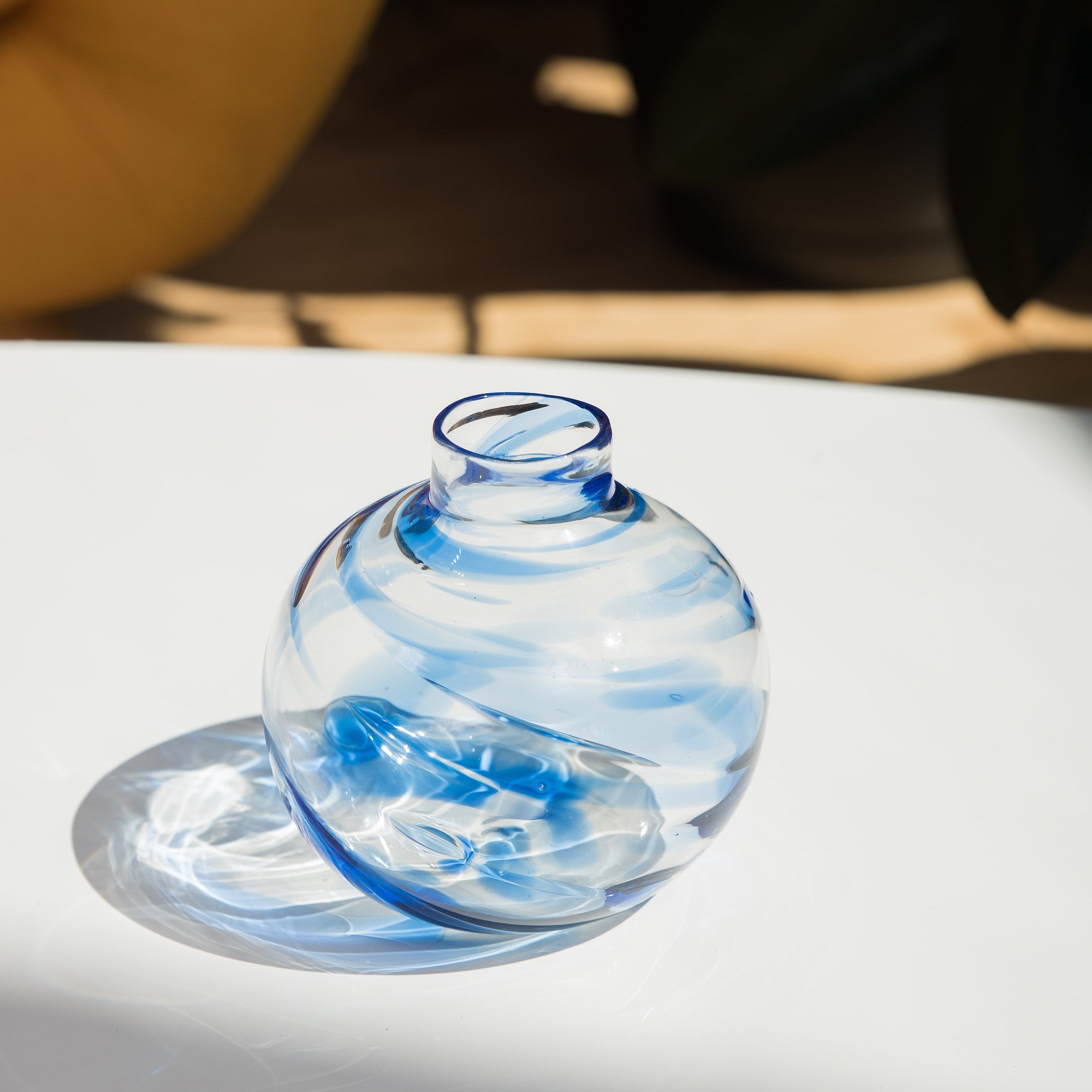Breaking Glass Keepsake Vase Blue