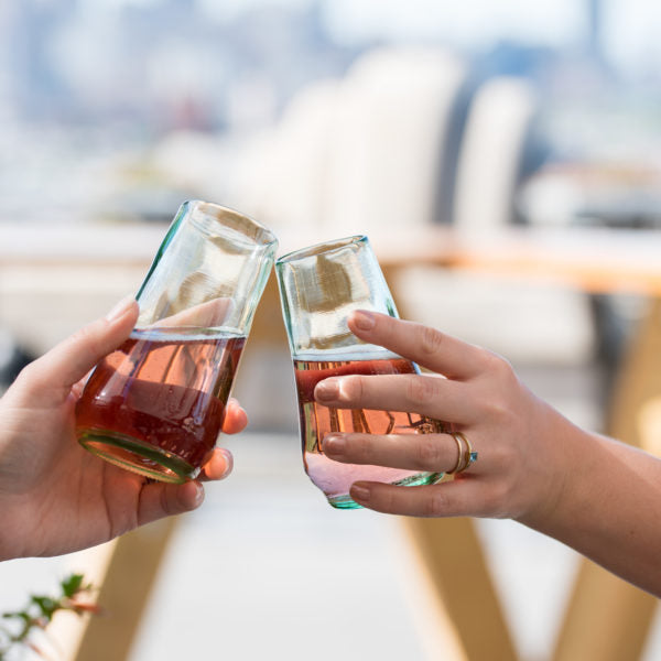 stemless champagne flutes made from recycled glass cheers