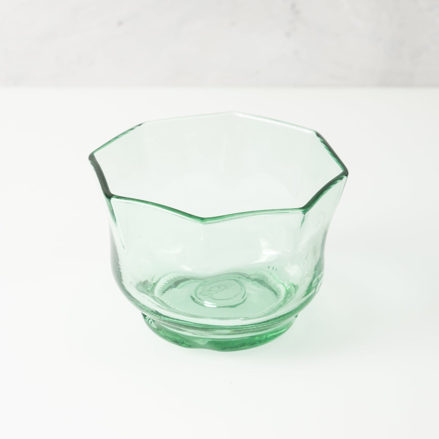 aqua octagonal snack bowl made from recycled glass