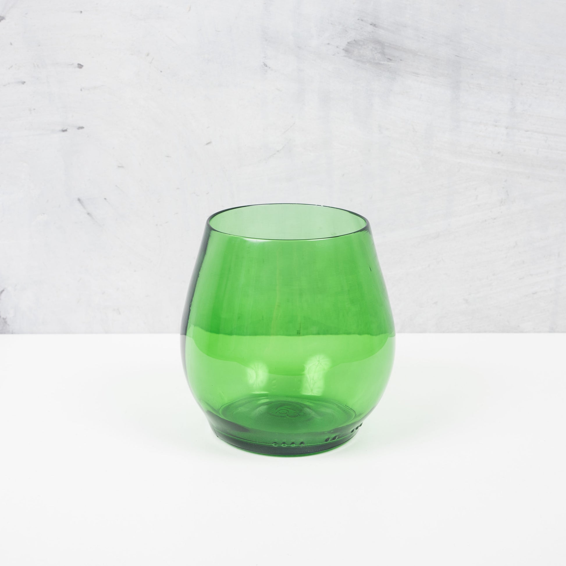 emerald green water or wine glasses made from recycled glass